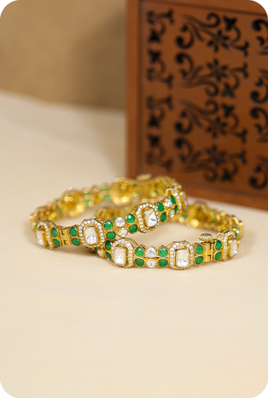 925 SILVER GREEN STONE BANGLE - Image 3