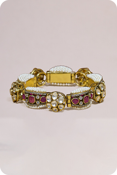 925 Silver Moissanite Polki Bracelet Pair - Image 3