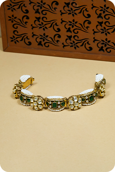 925 Silver Moissanite Polki Bracelet - Image 3