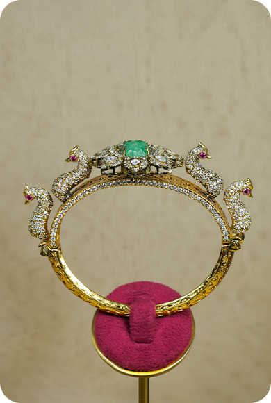 925 Silver Moissanite Polki Pekham Bangles (Pair) - Image 3