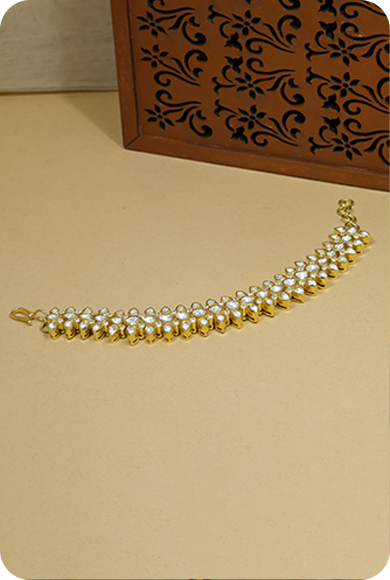 925 Silver Moissanite Polki Bracelet - Image 2
